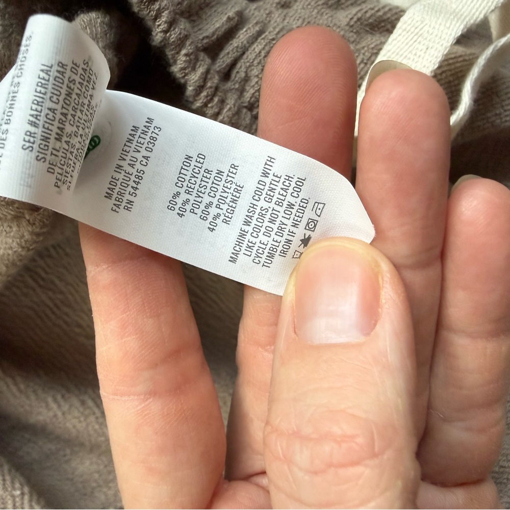 Aerie Large Wide leg Women's Tan Lounge Pants with pockets and drawstring - Picture 7 of 12